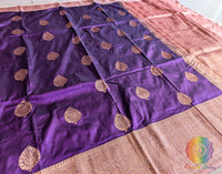 Violet Pure Banarasi Handloom Katan Silk Saree – Handloom Saree Online India | Elegantt Drapes
