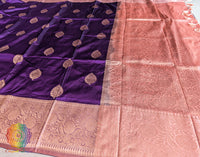 Violet Pure Banarasi Handloom Katan Silk Saree – Handloom Saree Online India | Elegantt Drapes