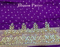 Purple Pink Banarasi Georgette Bandhani Gota Patti Saree – Bandhani Saree Online India | Elegantt Drapes
