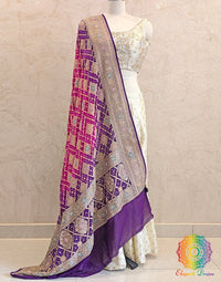 Purple Pink Bandhani Georgette Zardozi Embroidered Dupatta – Bandhani Saree Online India | Elegantt Drapes