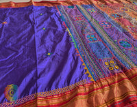 Purple Pure Ilkal Silk Lambani Handwork Saree – Ilkal Handloom Saree Online India | Elegantt Drapes