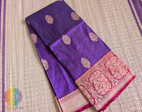 Purple Red Banarasi Handloom Katan Silk Saree – Handloom Saree Online India | Elegantt Drapes