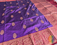 Purple Red Banarasi Handloom Katan Silk Saree – Handloom Saree Online India | Elegantt Drapes