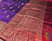 Purple Red Banarasi Handloom Katan Silk Saree – Handloom Saree Online India | Elegantt Drapes