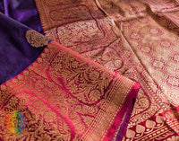 Purple Red Banarasi Handloom Katan Silk Saree – Handloom Saree Online India | Elegantt Drapes