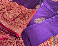 Purple Red Banarasi Handloom Katan Silk Saree – Handloom Saree Online India | Elegantt Drapes