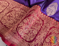 Purple Red Banarasi Handloom Katan Silk Saree – Handloom Saree Online India | Elegantt Drapes