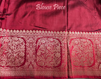 Purple Red Banarasi Handloom Katan Silk Saree – Handloom Saree Online India | Elegantt Drapes