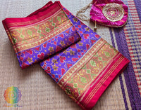 Purple Red Pure Mulberry Silk Rajkot Patola Saree – Handloom Saree Online India | Elegantt Drapes