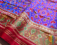 Purple Red Pure Mulberry Silk Rajkot Patola Saree – Handloom Saree Online India | Elegantt Drapes