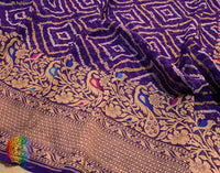 Purple Pure Banarasi Georgette Meenakari Bandhani Saree – Bandhani Saree Online India | Elegantt Drapes