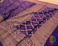 Purple Pure Banarasi Georgette Meenakari Bandhani Saree – Bandhani Saree Online India | Elegantt Drapes