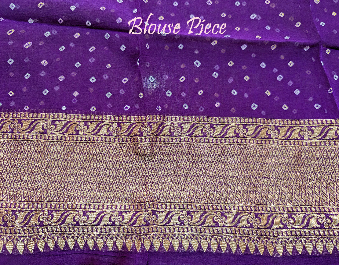 Purple Pure Banarasi Georgette Meenakari Bandhani Saree – Bandhani Saree Online India | Elegantt Drapes