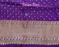 Purple Pure Banarasi Georgette Meenakari Bandhani Saree – Bandhani Saree Online India | Elegantt Drapes