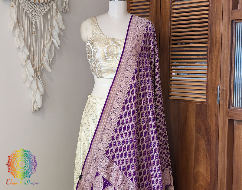 Royal Purple Banarasi Bandhani Georgette Dupatta – Bandhani Saree Online India | Elegantt Drapes