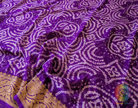 Purple Pure Banarasi Khaddi Georgette Rai Bandhej Saree – Bandhani Saree Online India | Elegantt Drapes