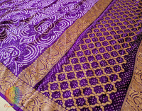 Purple Pure Banarasi Khaddi Georgette Rai Bandhej Saree – Bandhani Saree Online India | Elegantt Drapes