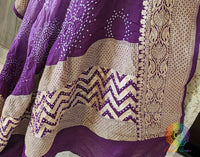 Purple Pure Banarasi Georgette Rai Bandhej Dupatta – Bandhani Saree Online India | Elegantt Drapes