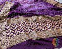 Purple Pure Banarasi Georgette Rai Bandhej Dupatta – Bandhani Saree Online India | Elegantt Drapes