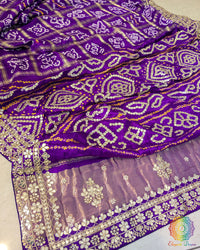 Purple Gaji Gharchola Gota Patti Saree
