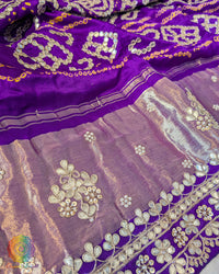 Purple Gaji Gharchola Gota Patti Saree