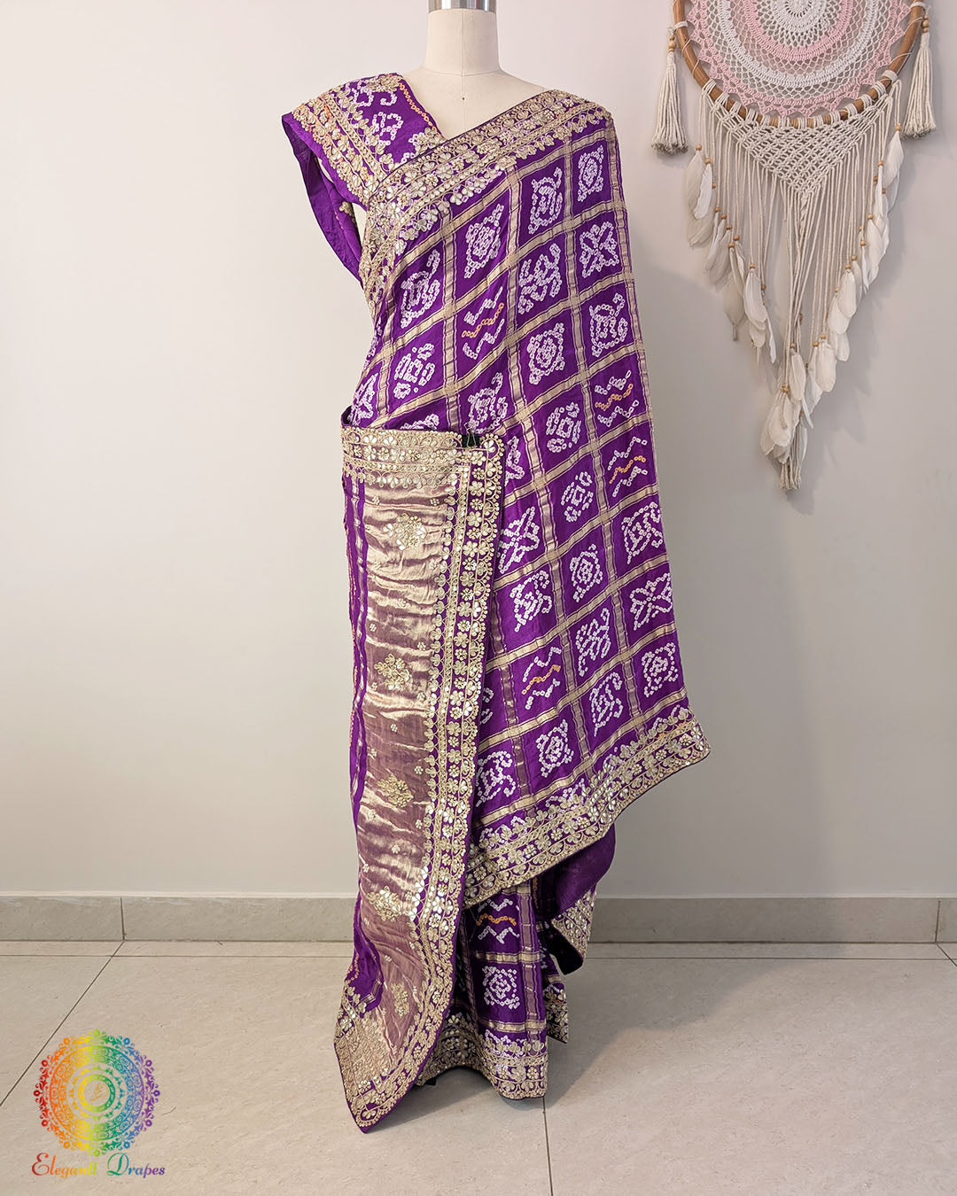 Purple Gaji Gharchola Gota Patti Saree – Handloom Saree Online India | Elegantt Drapes
