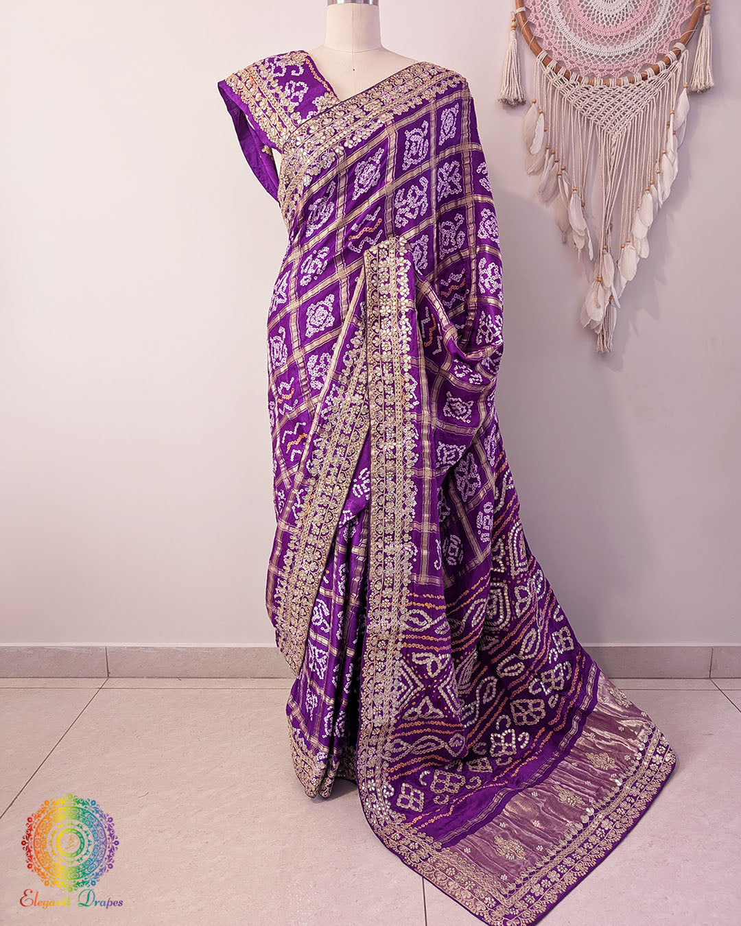 Purple Gaji Gharchola Gota Patti Saree – Handloom Saree Online India | Elegantt Drapes