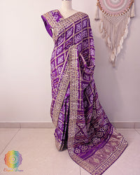Purple Gaji Gharchola Gota Patti Saree – Handloom Saree Online India | Elegantt Drapes