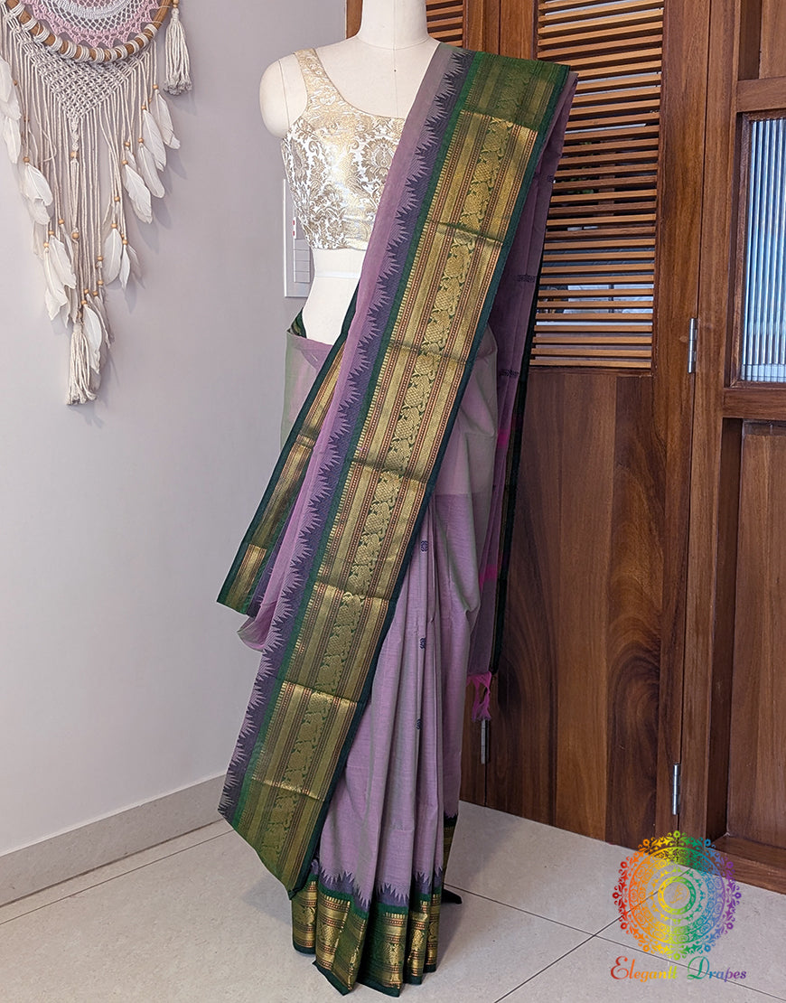 Lilac Pure Kanchi Cotton Saree – Handloom Saree Online India | Elegantt Drapes