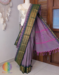 Lilac Pure Kanchi Cotton Saree – Handloom Saree Online India | Elegantt Drapes