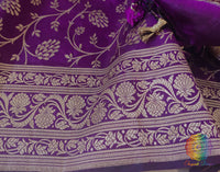 Purple Pure Banarasi Katan Silk Floral Jaal Saree – Handloom Saree Online India | Elegantt Drapes