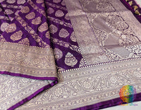 Purple Pure Banarasi Katan Silk Jaal Saree – Handloom Saree Online India | Elegantt Drapes