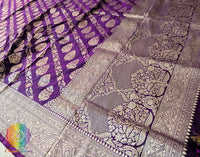 Purple Pure Banarasi Katan Silk Jaal Saree – Handloom Saree Online India | Elegantt Drapes