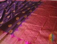 Purple Banarasi Handloom Pure Katan Silk Saree – Handloom Saree Online India | Elegantt Drapes