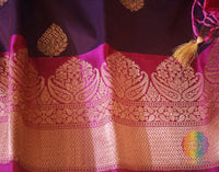 Purple Banarasi Handloom Pure Katan Silk Saree – Handloom Saree Online India | Elegantt Drapes