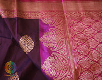 Purple Banarasi Handloom Pure Katan Silk Saree – Handloom Saree Online India | Elegantt Drapes
