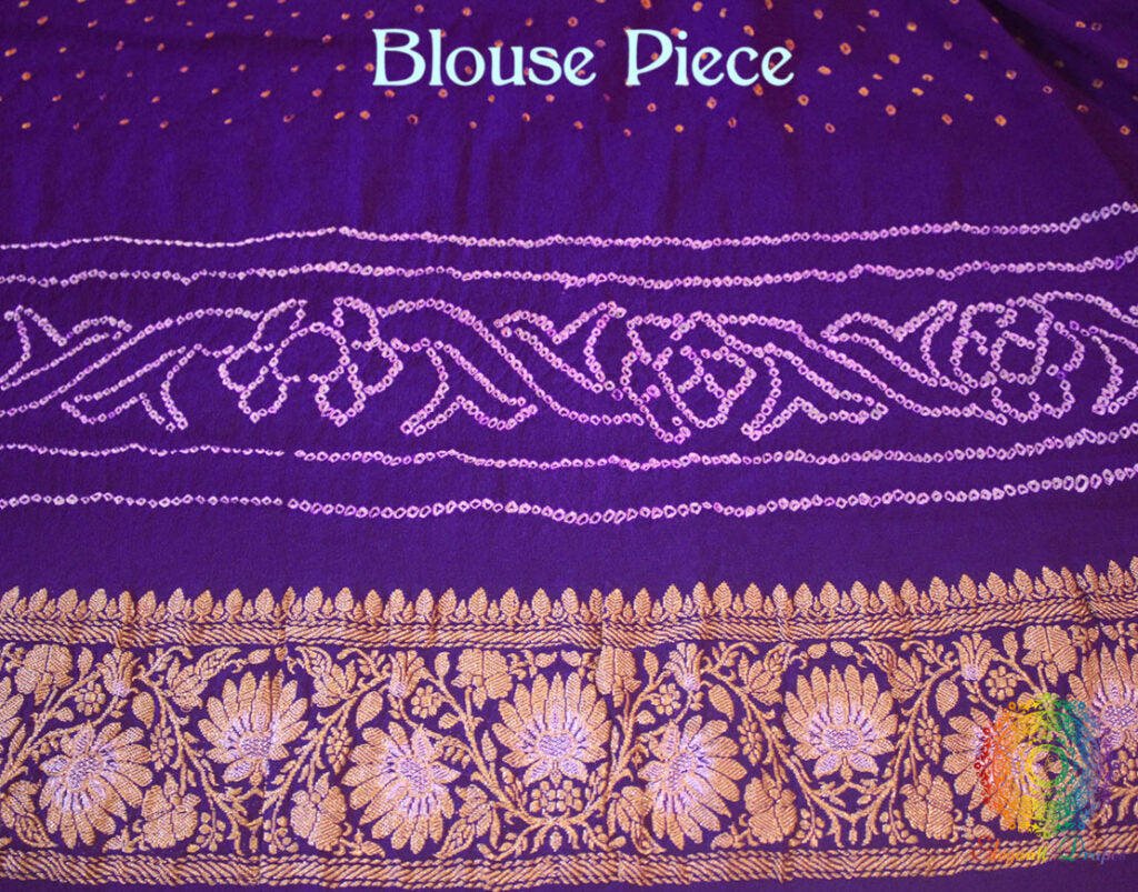 Purple Pink Pure Banarasi Khaddi Georgette Rai Bandhej Saree | Elegantt Drapes