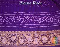 Purple Pink Pure Banarasi Khaddi Georgette Rai Bandhej Saree | Elegantt Drapes