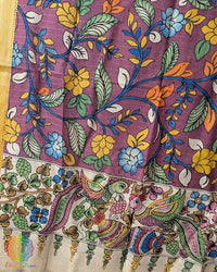 Purple Kalamkari Bangalore Silk Dupatta – Handloom Saree Online India | Elegantt Drapes