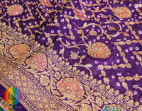 Purple Bandhani Georgette Zardozi Embroidered Dupatta – Bandhani Saree Online India | Elegantt Drapes