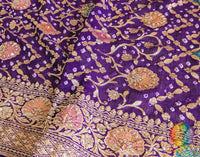 Purple Bandhani Georgette Zardozi Embroidered Dupatta – Bandhani Saree Online India | Elegantt Drapes