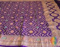 Purple Bandhani Georgette Zardozi Embroidered Dupatta – Bandhani Saree Online India | Elegantt Drapes