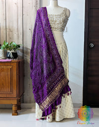Purple Gaji Silk Bandhani Dupatta 2 – Bandhani Saree Online India | Elegantt Drapes