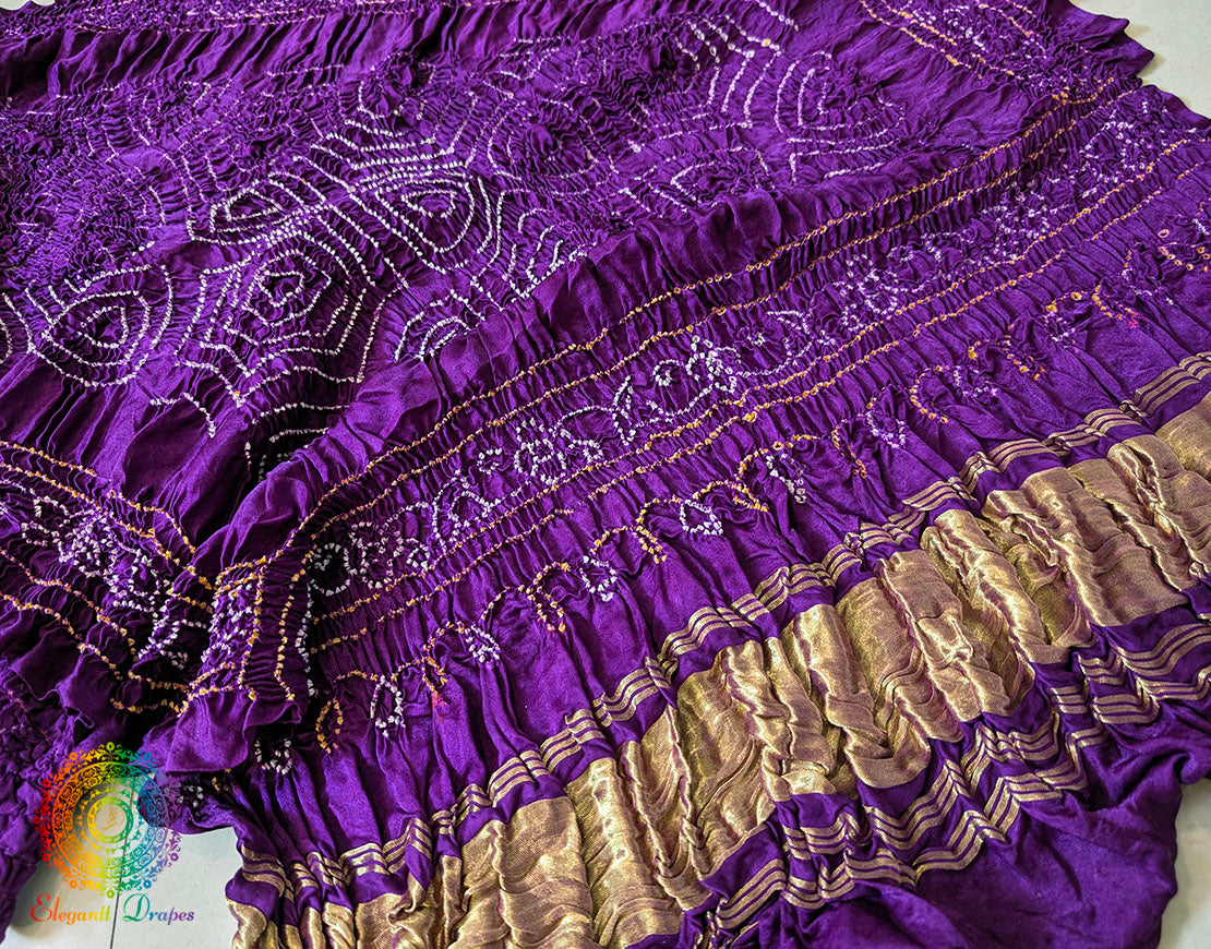 Purple Gaji Silk Bandhani Dupatta 2 – Bandhani Saree Online India | Elegantt Drapes