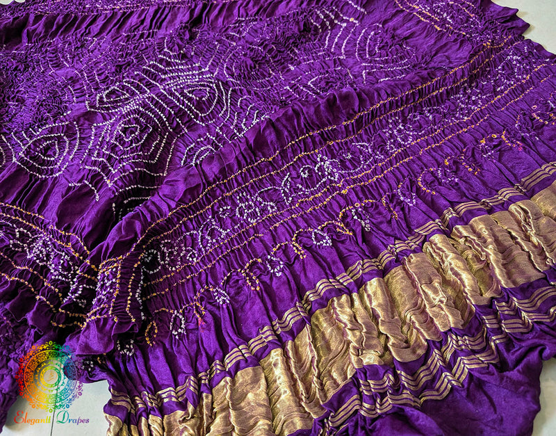 Purple Gaji Silk Bandhani Dupatta 2 – Bandhani Saree Online India | Elegantt Drapes
