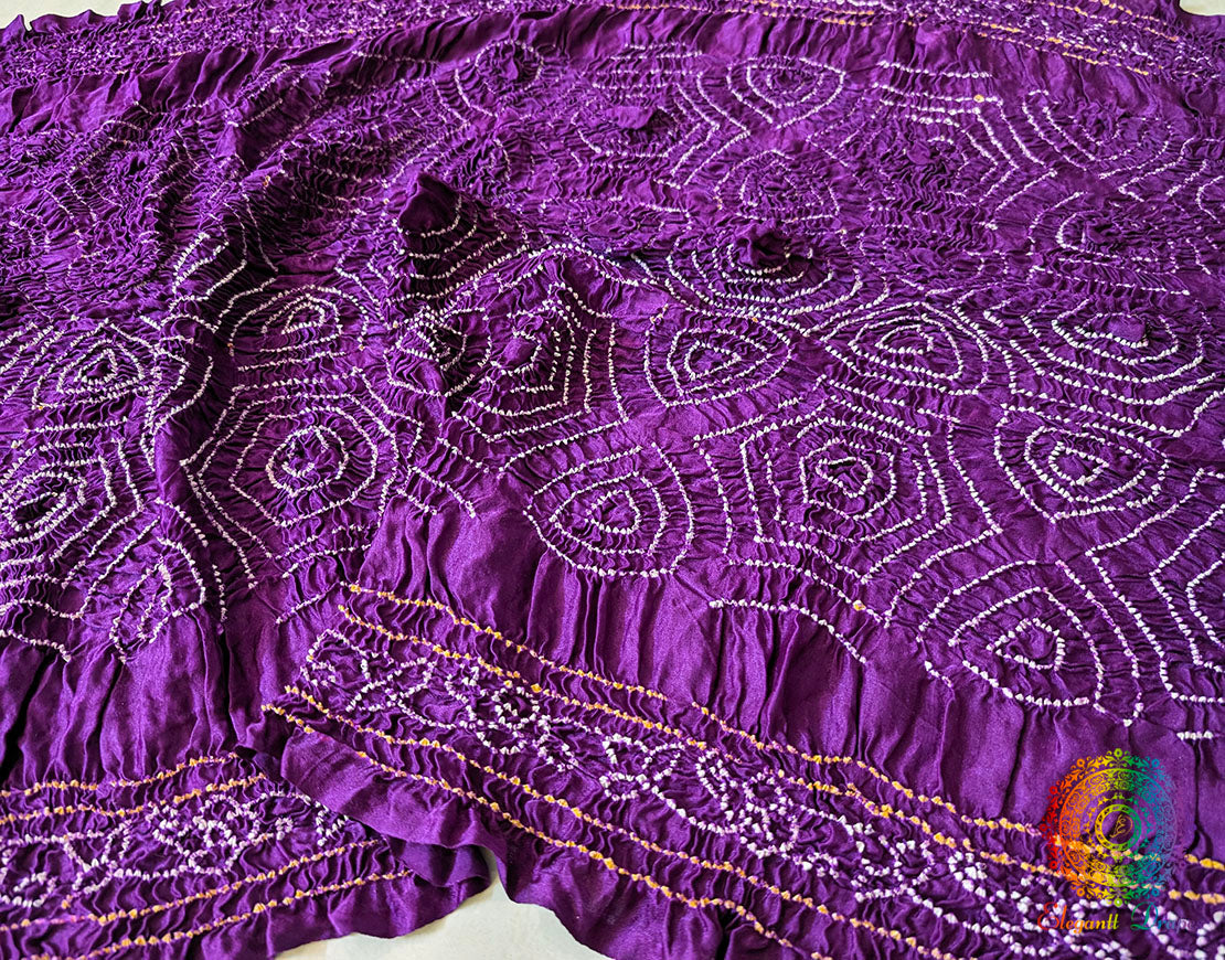 Purple Gaji Silk Bandhani Dupatta 2 – Bandhani Saree Online India | Elegantt Drapes
