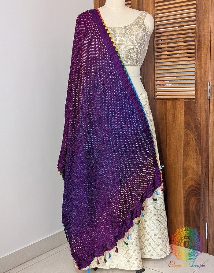 Purple Gaji Silk Bandhani Dupatta 3 – Bandhani Saree Online India | Elegantt Drapes