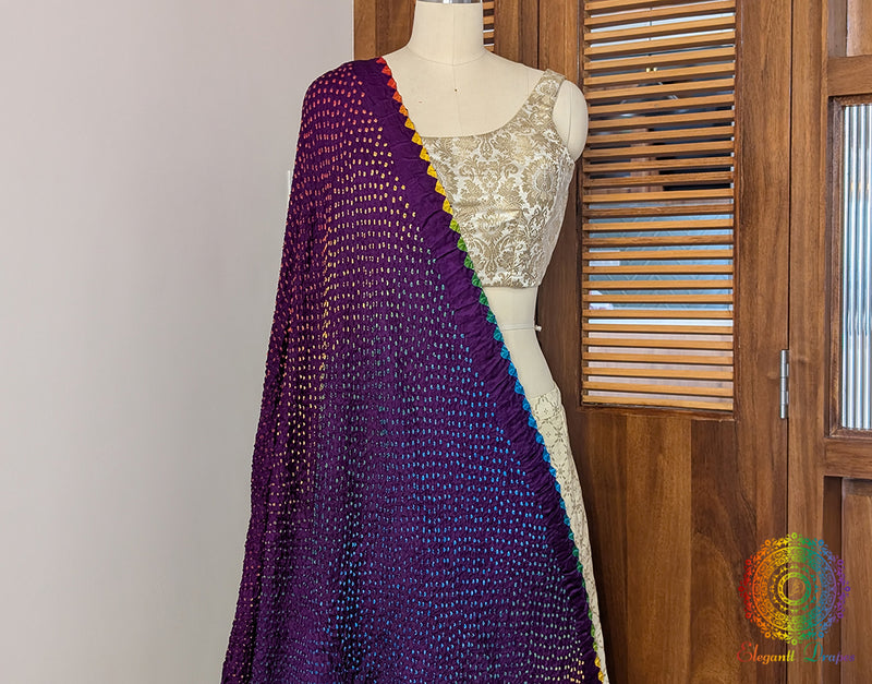 Purple Gaji Silk Bandhani Dupatta 3 – Bandhani Saree Online India | Elegantt Drapes