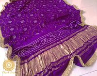 Purple Gaji Silk Bandhani Dupatta – Bandhani Saree Online India | Elegantt Drapes