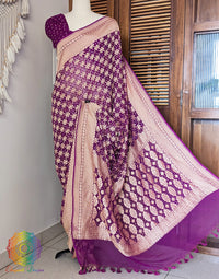 Purple Banarasi Bandhani Khaddi Georgette Saree – Bandhani Saree Online India | Elegantt Drapes